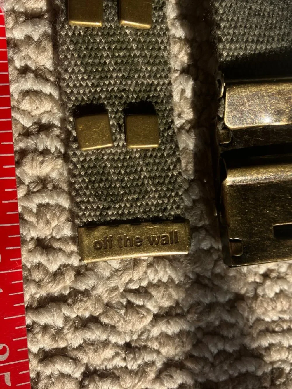 Vintage Y2K Vans Off The Wall Green Brass Canvas Studded Belt up to 47